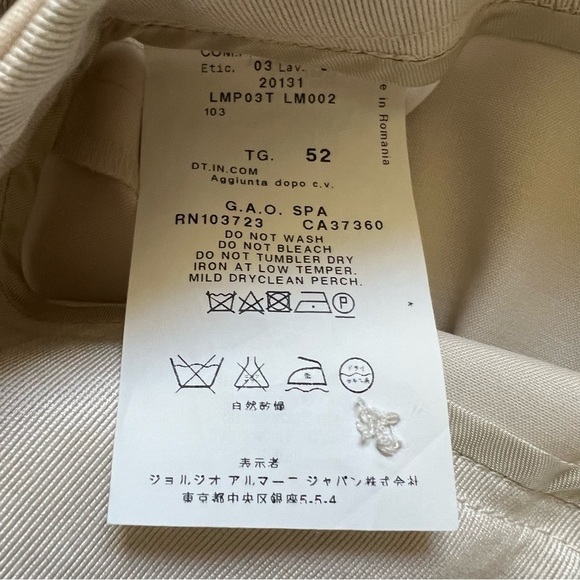 NWT Armani Collezioni Wool Straight Leg Mid Rise Dress Pants Trousers Ivory 16 - Picture 7 of 16